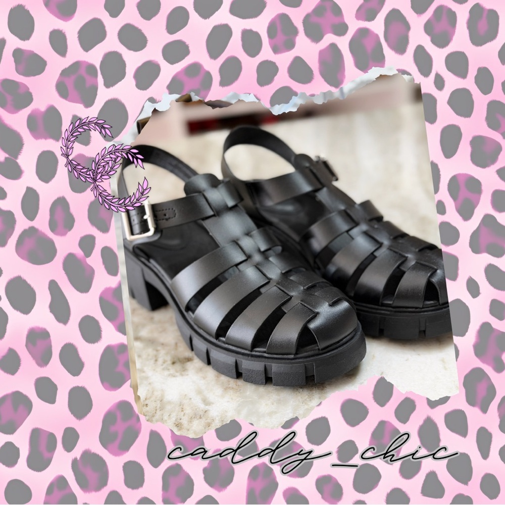 Madden NYC Black Cage Sandals Size 9 | Strappy Buckle Heels | NWOT